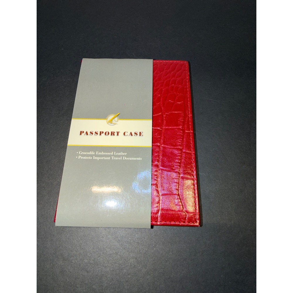 Barnes & Noble Red Crocodile Embossed Leather Passport Case
